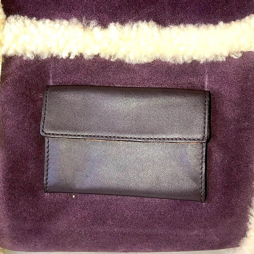 UGG Large Plum & Ivory Leather Shearling Sheepskin Tote Bag MINT CONDITION